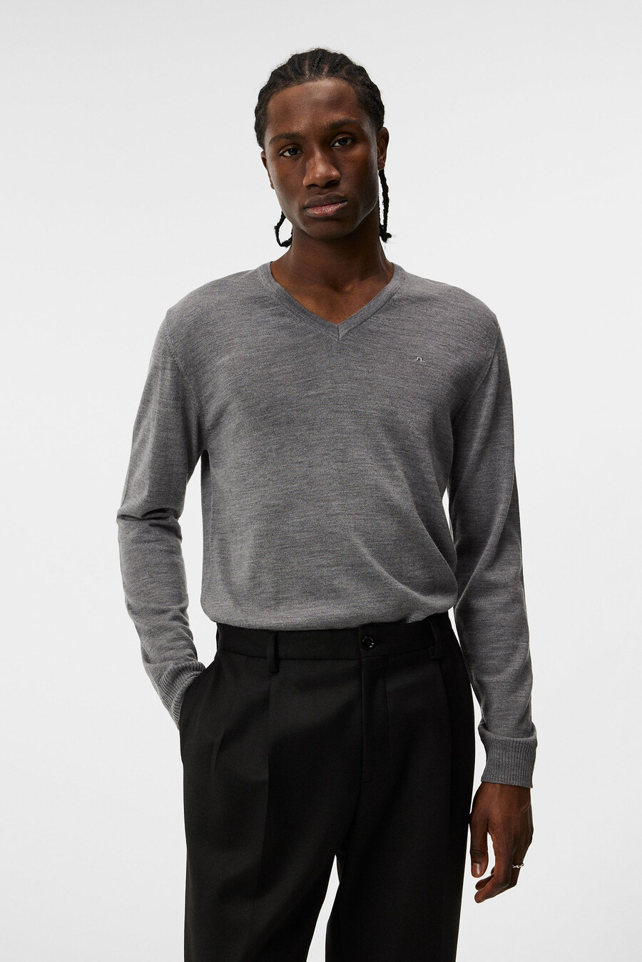 maglione con scollo a v in lana merino lymann