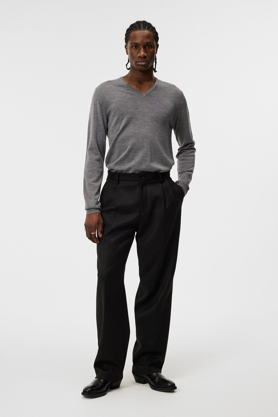 maglione con scollo a v in lana merino lymann