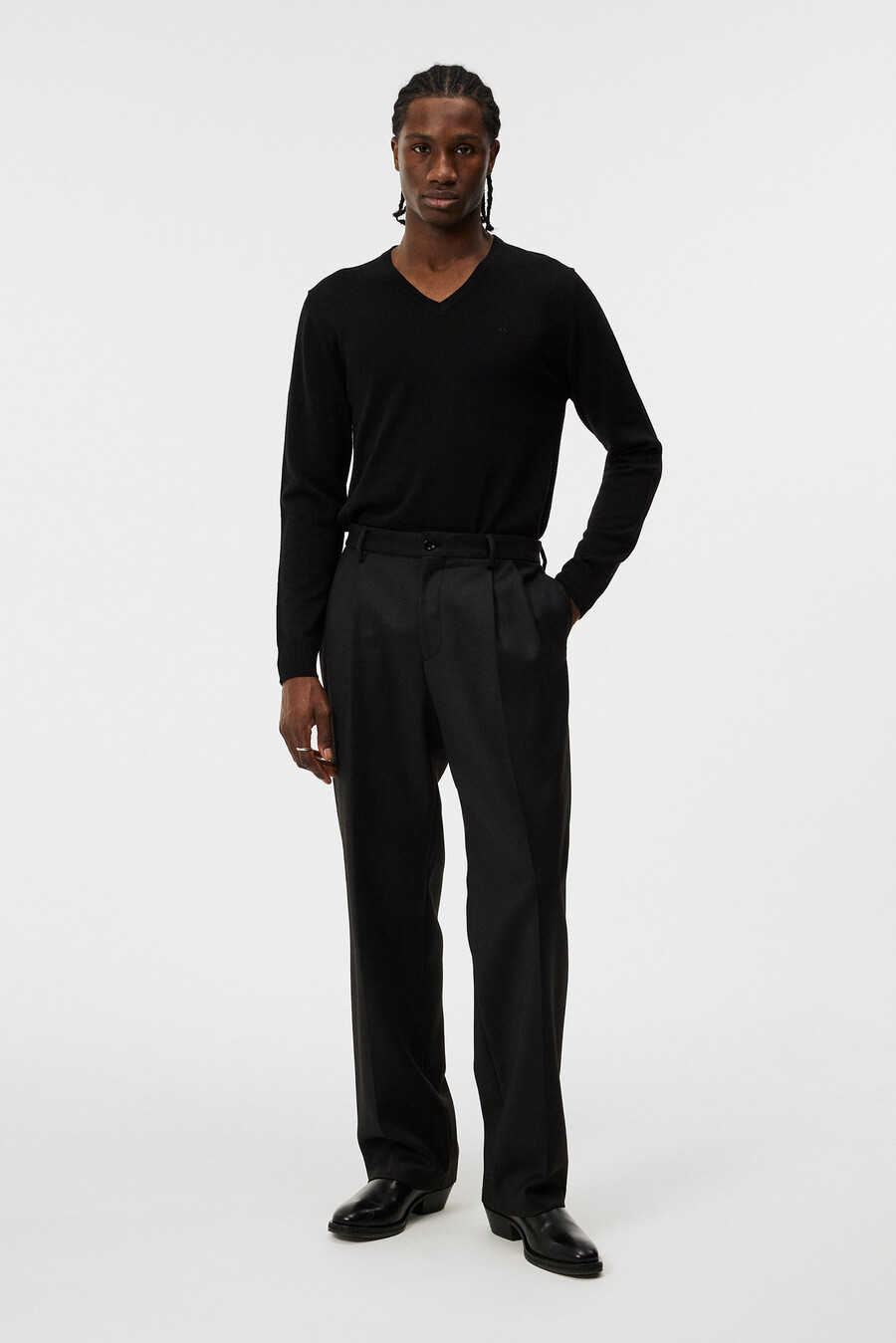 maglione con scollo a v in lana merino lymann