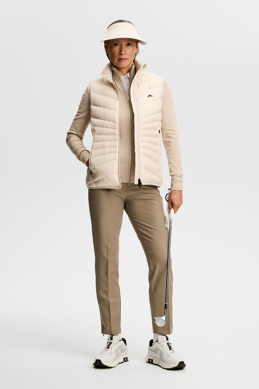 maglione con cerniera in maglia bianca