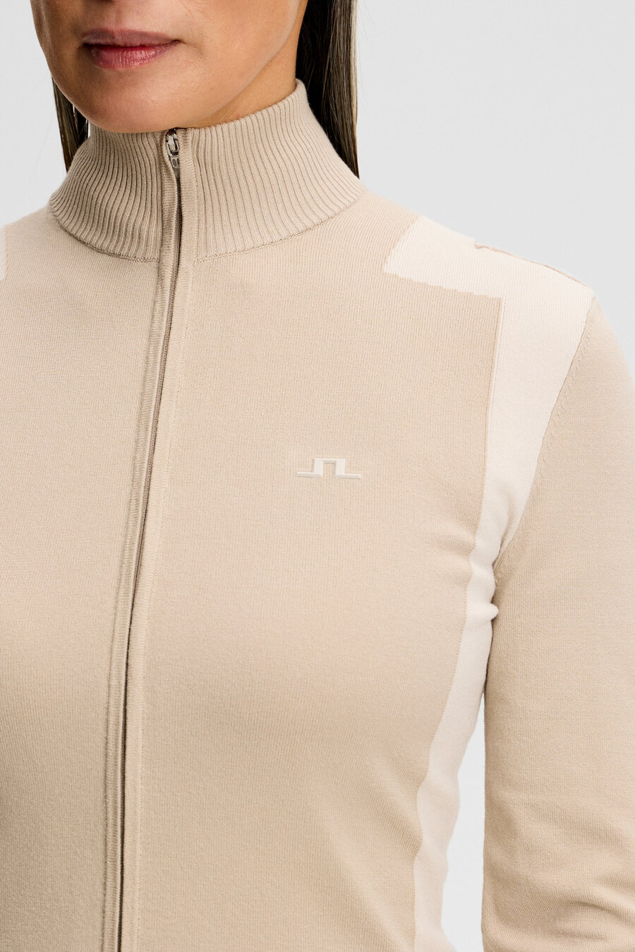 maglione con cerniera in maglia bianca